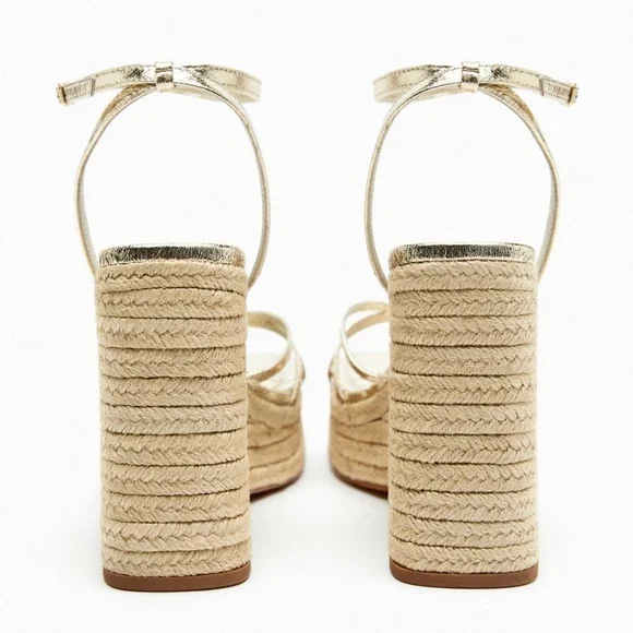 Zara limited edition gold metallic leather platform sandal - Picture 5 of 5